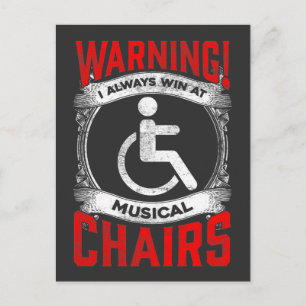 Cartão Postal Cadeira de Rodas Sarcástica Piada Musical Engraçad