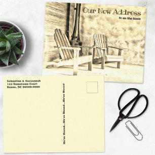 Cartão Postal Cadeiras Adirondack Sépia Novo Endereço Varanda Pe