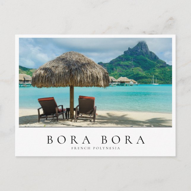 Cartão Postal Cadeiras de praia de Bora Bora, Polinésia (Frente)