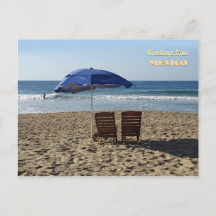 Cartão Postal Cadeiras de praia e guarda-chuva (personalizável)