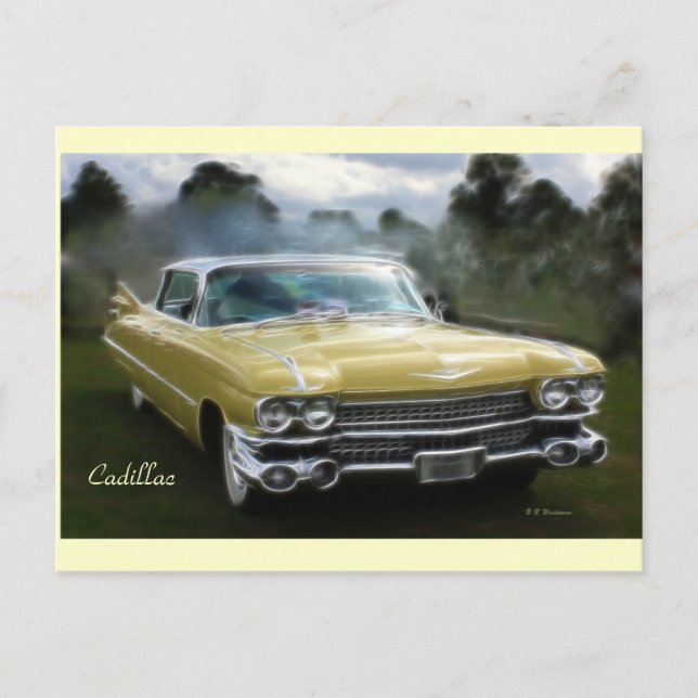 Cartão Postal Cadillac amarelo (Frente)
