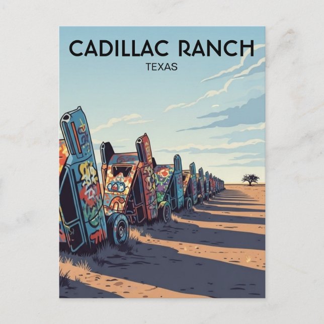 Cartão Postal Cadillac Ranch Texas Viagem (Frente)