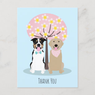 Cartão Postal Cães Agradecidos Sob a Árvore de Cerejeira