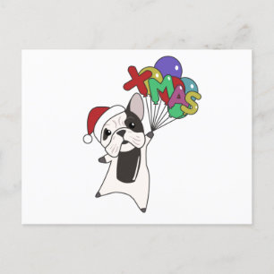 Cartão Postal Cães-Bulldog Feliz Natal Animais de inverno