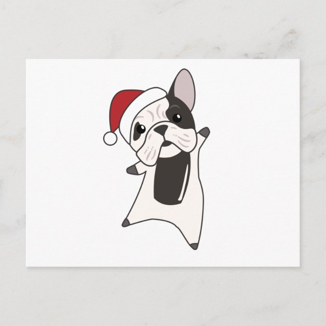 Cartão Postal Cães-Bulldog Feliz Natal Animais de inverno (Frente)