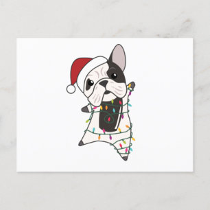 Cartão Postal Cães-Bulldog Feliz Natal Animais de inverno
