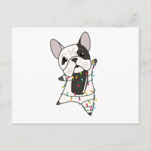 Cartão Postal Cães Bulldog Feliz Natal Animais de Inverno