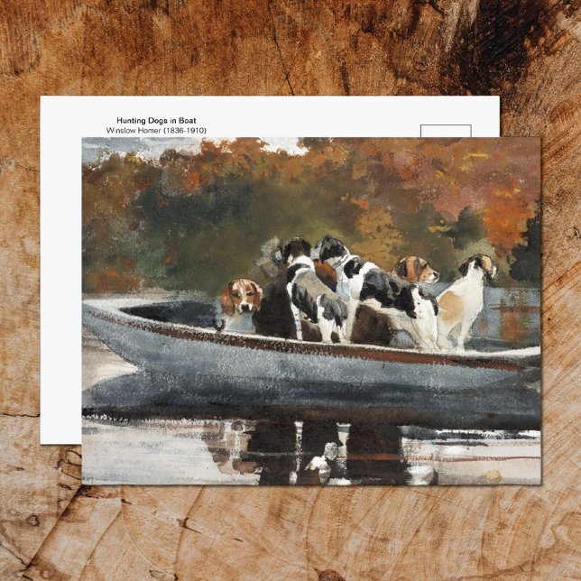 Cartão Postal Cães caçadores em Boat Winslow Homer (Criador carregado)