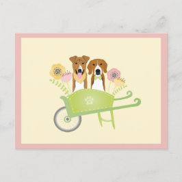 Cartão Postal Cães Castanhos Em Flores De Mola De Rodas