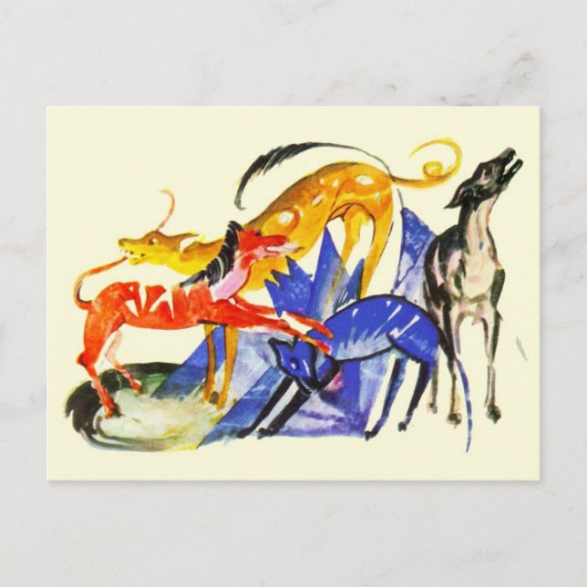 Cartão Postal Cães Coloridos (Frente)