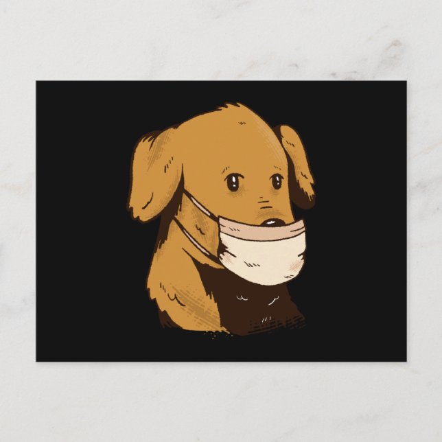 Cartão Postal Cães com máscara facial (Frente)