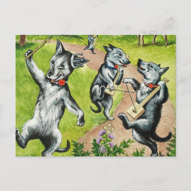 Cartão Postal Cães dançantes de Louis Wain (Frente)