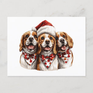 Cartão Postal Cães de Beagle de Natal