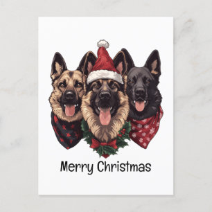 Cartão Postal Cães de German shepherd Feliz de Natal