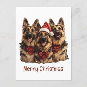 Cartão Postal Cães de German shepherd Feliz de Natal