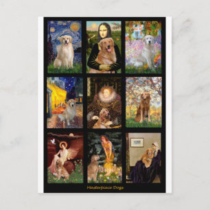 Cartão Postal Cães de Raça Golden Retriever Obras-Primas