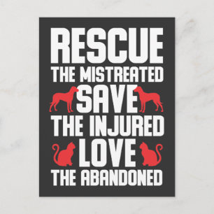 Cartão Postal Cães e Gatos Adoram Consciência do Resgate Anima