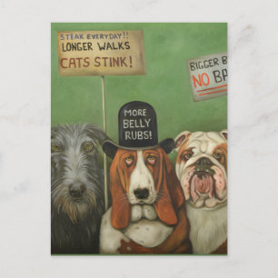 Cartão Postal Cães Em Greve