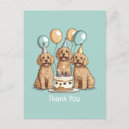 Cartão Postal Cães Goldendoodle de Aniversário Obrigado