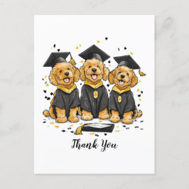 Cartão Postal Cães Goldendoodle de Formatura Obrigado