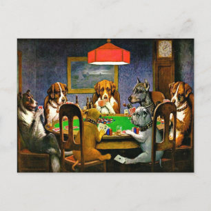Cartão Postal Cães Jogando Poker