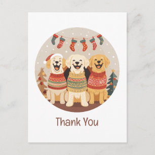 Cartão Postal Cães Labrador Retriever de Natal Obrigado