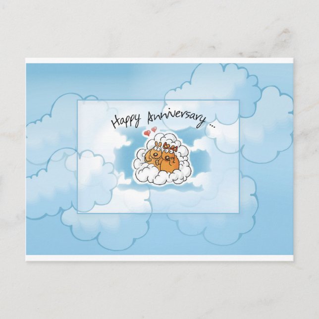Cartão Postal Cães no Aniversário das Nuvens (Frente)