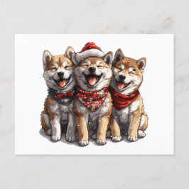 Cartão Postal Cães Papais noeis de Shiba Inu de Natal