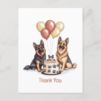 Cartão Postal Cães Pastor Alemão de Aniversário Obrigado
