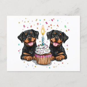 Cartão Postal Cães Rottweiler de Aniversário