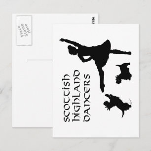Cartão Postal Cães Scottie dançarinos das Terras Altas