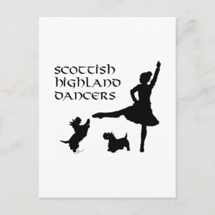 Cartão Postal Cães Scottie Dançarinos das Terras Altas