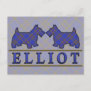 Cartão Postal Cães Scottie do Tartã da Clan Elliot
