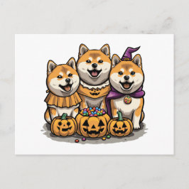 Cartão Postal Cães Shiba Inu Halloween