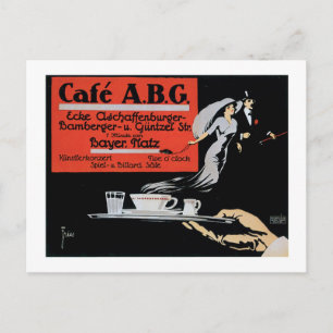 Cartão Postal Café ABG Vintage Café Compro Ad Art