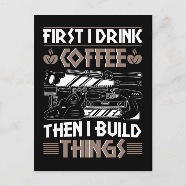 Cartão Postal Café Artesão Funny Carpinteiro Padre Woodworker (Frente)