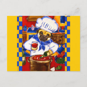 Cartão Postal Café Bonito Pug Chef