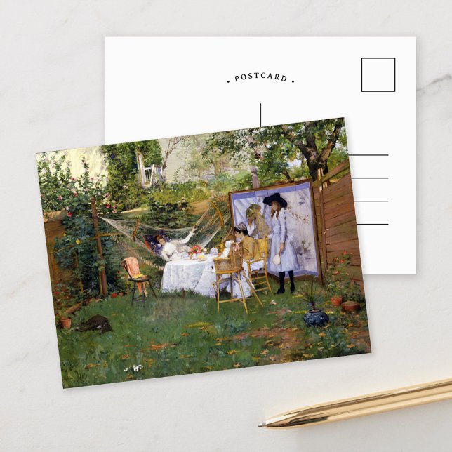 Cartão Postal Café da manhã a ar livre | William Merritt Chase (Criador carregado)