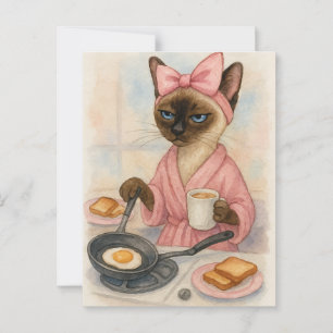 Cartão Postal Café da manhã de cozinhar de gato delicioso!