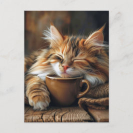Cartão Postal Café da Manhã de Gato Calico