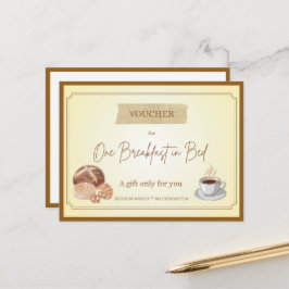 Cartão Postal Café da Manhã na Cama' Cupom de Presente Engraçado