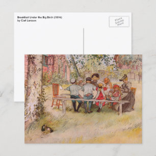 Cartão Postal Café da manhã sob o Big Birch de Carl Larsson