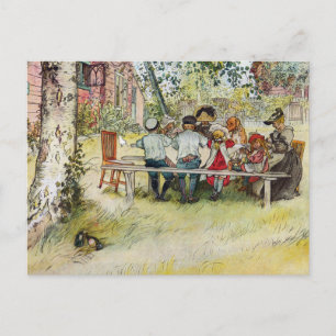 Cartão Postal Café da manhã sob o Big Birch de Carl Larsson