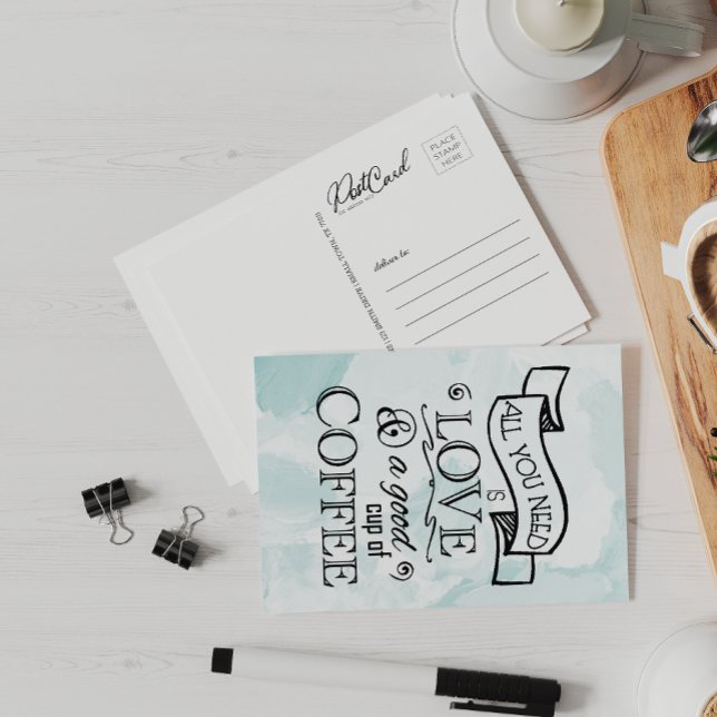 Cartão Postal Café de Amor Palavras de Café Bonitas Amigos Dizem (Criador carregado)