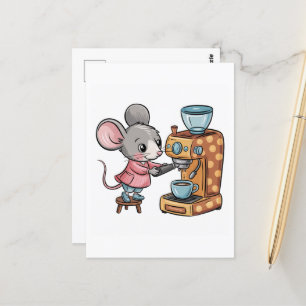 Cartão Postal Café de Fazer para Mouse Adorável