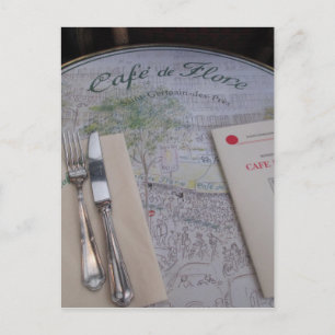Cartão Postal Cafe de Flore, Paris, França - Place Setting, Men
