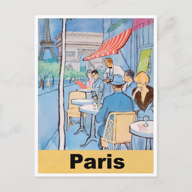 Cartão Postal Café de rua em Paris (Frente)