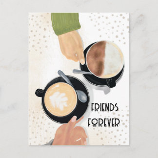 Cartão postal Café e Amigos para Sempre
