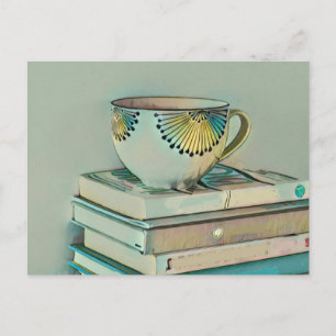 Cartão Postal Café e presente para amantes de livros