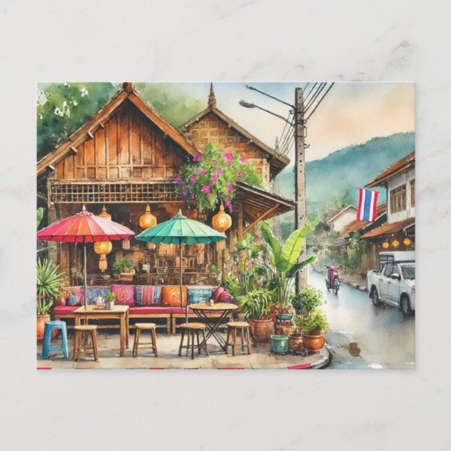 Cartão Postal Café em Chiang Mai (Frente)